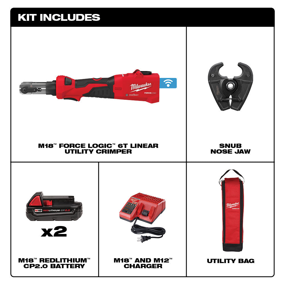 M18™ FORCE LOGIC™ 6T Linear Utility Crimper Kit w/ Snub Nose Jaw