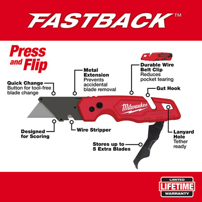 FASTBACK™ Folding Utility Knife w/ Blade Storage