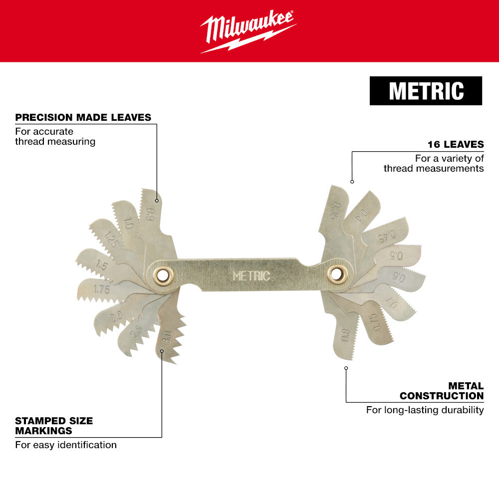 0.35-3.00 mm Metric Thread Pitch Gauge
