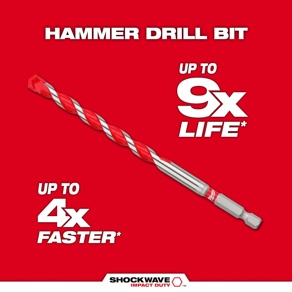 3/16" x 4" x 6" SHOCKWAVE™ Impact Duty Carbide Hammer Drill Bit