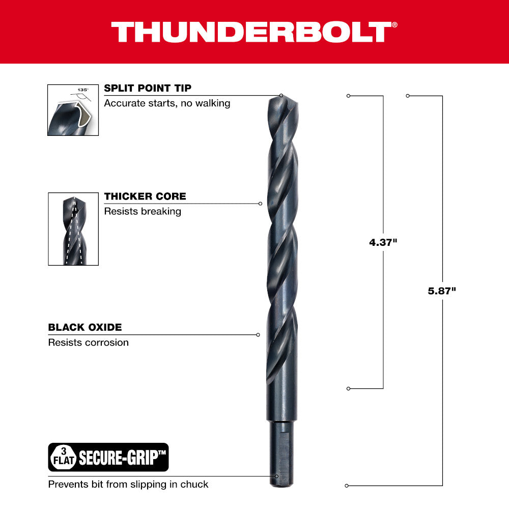 31/64" THUNDERBOLT®  Black Oxide Drill Bit