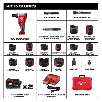 M18™ FORCE LOGIC™ 10-Ton Knockout Tool 1/2 in. to 2 in. Kit