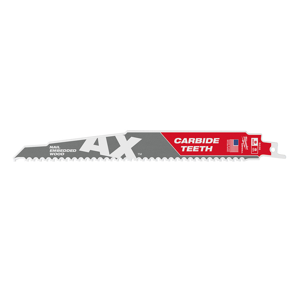 9" 5 TPI AX™ with Carbide Teeth for Wood with Nails SAWZALL® Blade (25 PK)