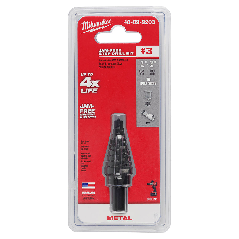 #3 Step Drill Bit, 1/4" - 3/4" by 1/16"