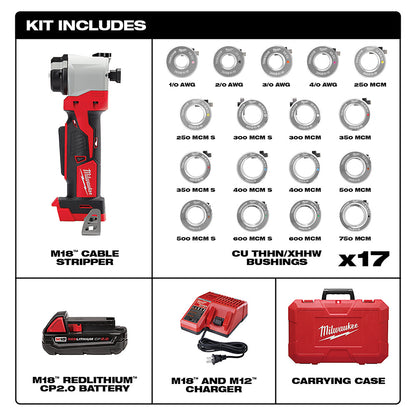M18™ Cable Stripper Kit with 17 Cu THHN / XHHW Bushings