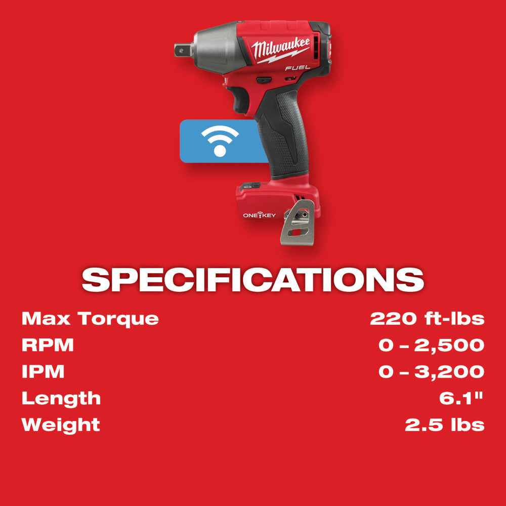 M18 FUEL™ 1/2 in. Compact Impact Wrench w/ Pin Detent with ONE-KEY™