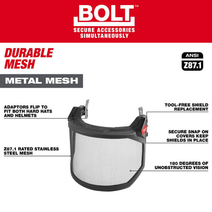 BOLT™ Full Face Shield - Metal Mesh (Compatible with Safety Helmets & Hard Hats)