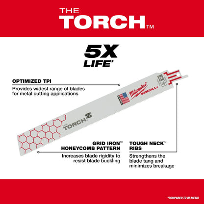 12" 18 TPI TORCH™ SAWZALL® Blade for Medium Metal (5 PK)