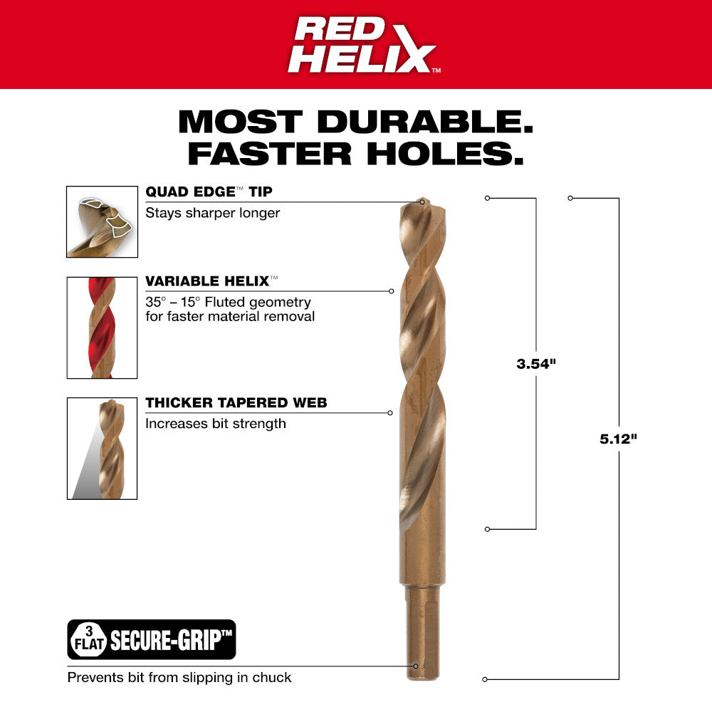 1/2" COBALT RED HELIX™ Drill Bit