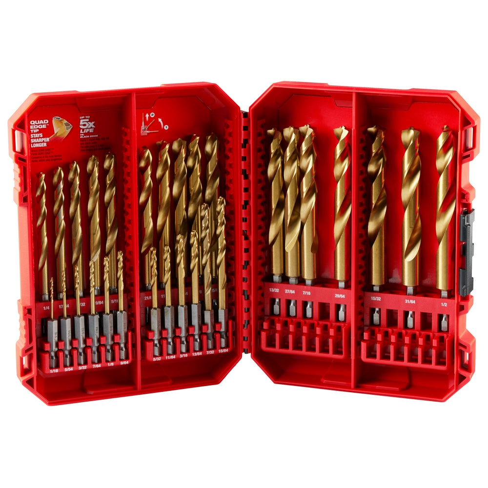 SHOCKWAVE™ Impact Duty RED HELIX™ Titanium Drill Bit Set – 29PC