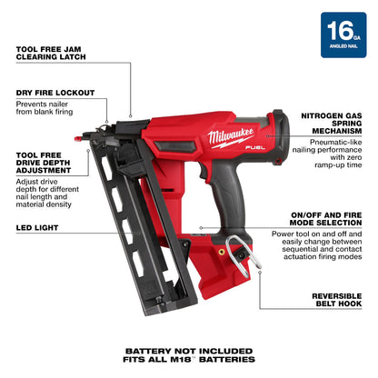 M18 FUEL™ 16 Gauge Angled Finish Nailer