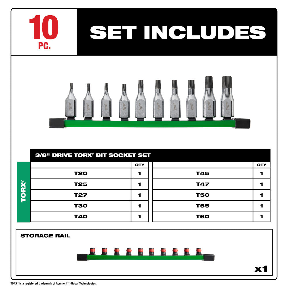 10pc 3/8" Drive TORX® Bit Socket Set