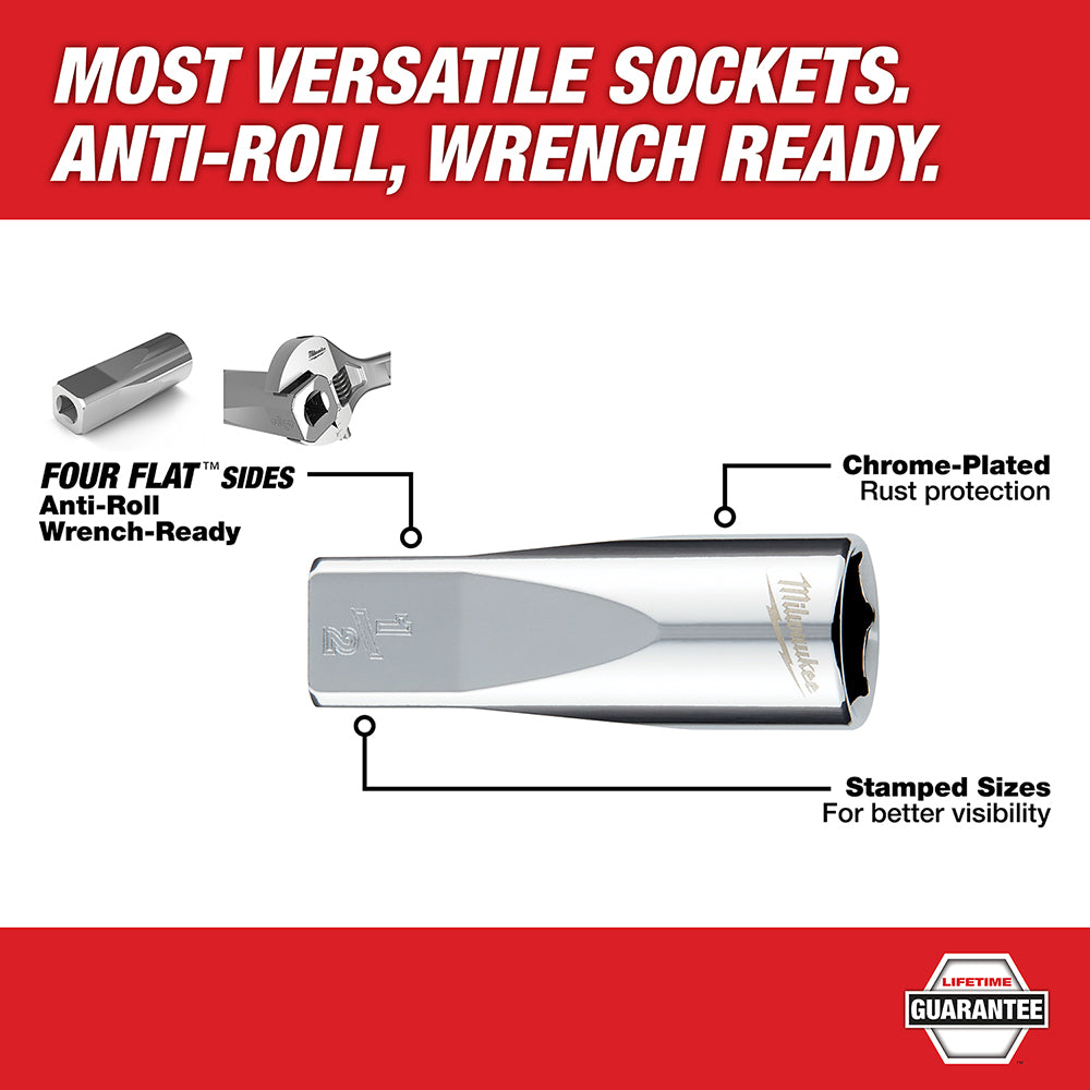 10pc 3/8 in. Metric Deep Well Sockets with FOUR FLAT™ Sides