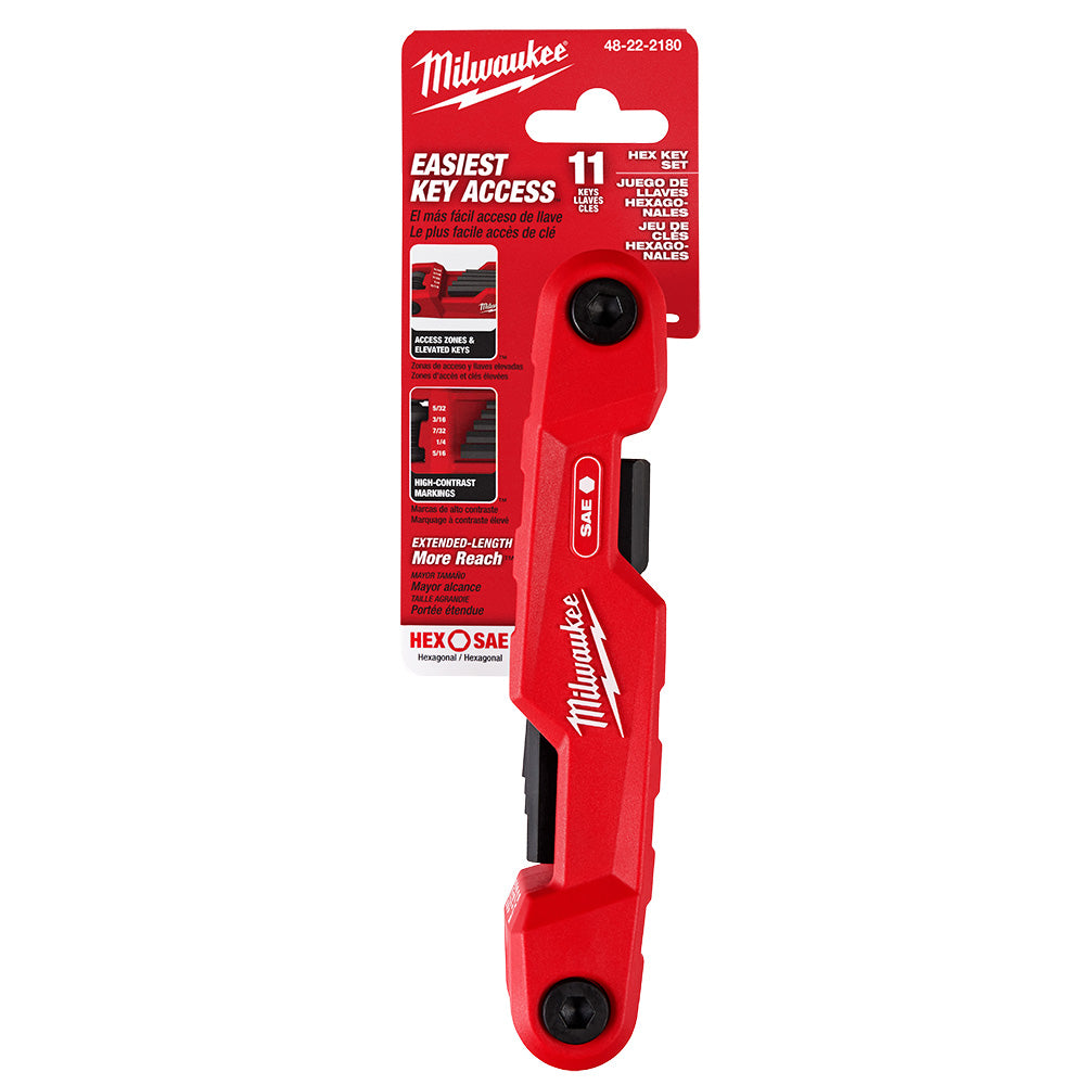 11-Key Electrician's Folding Hex Key Set - SAE