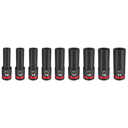 9PC SHOCKWAVE™ Impact Duty 1/2" Drive Metric Deep 6 Point Socket Set