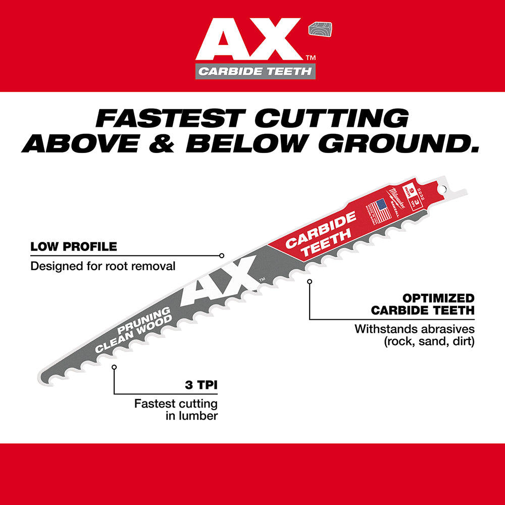 12" 3 TPI AX™ with Carbide Teeth SAWZALL® Blade for Pruning (1 PK)