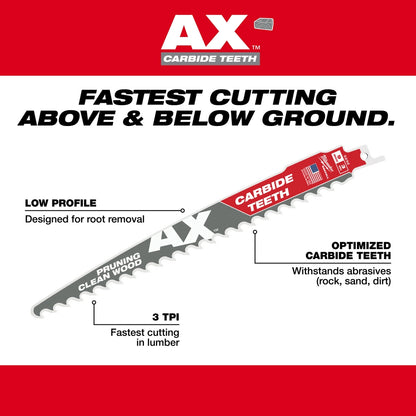 12" 3 TPI AX™ with Carbide Teeth SAWZALL® Blade for Pruning (3 PK)