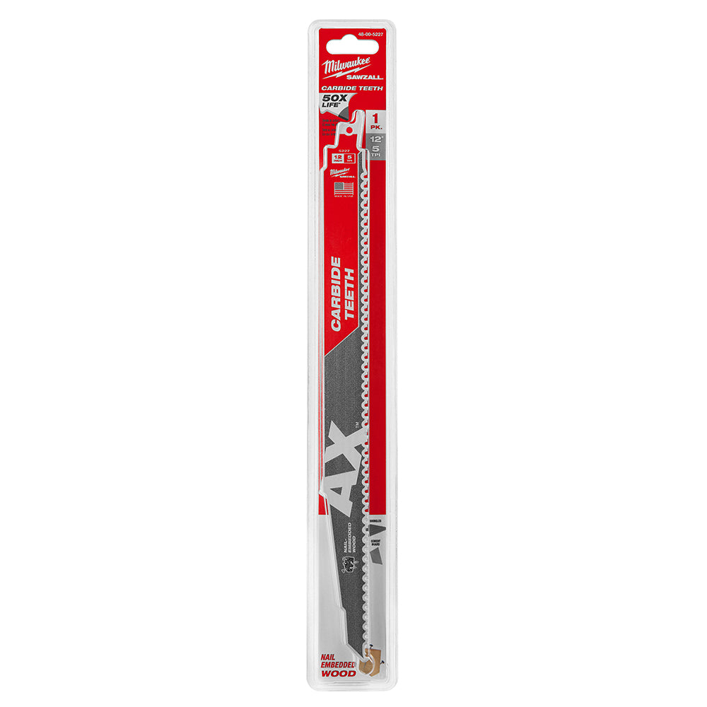 12" 5 TPI AX™ with Carbide Teeth for Wood with Nails SAWZALL® Blade (1 PK)