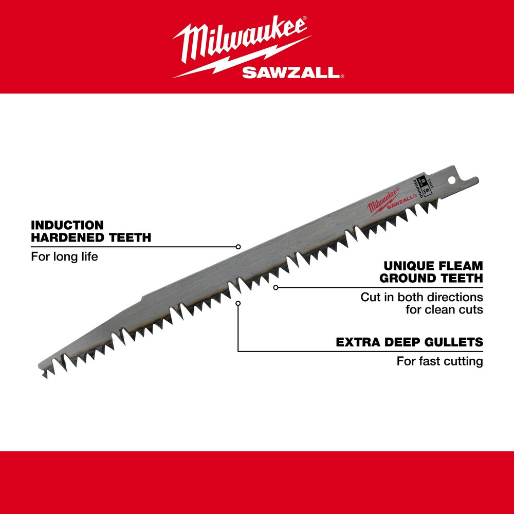 12" 5 TPI Fleam Ground Pruning SAWZALL® Blade for Clean Wood (5 PK)