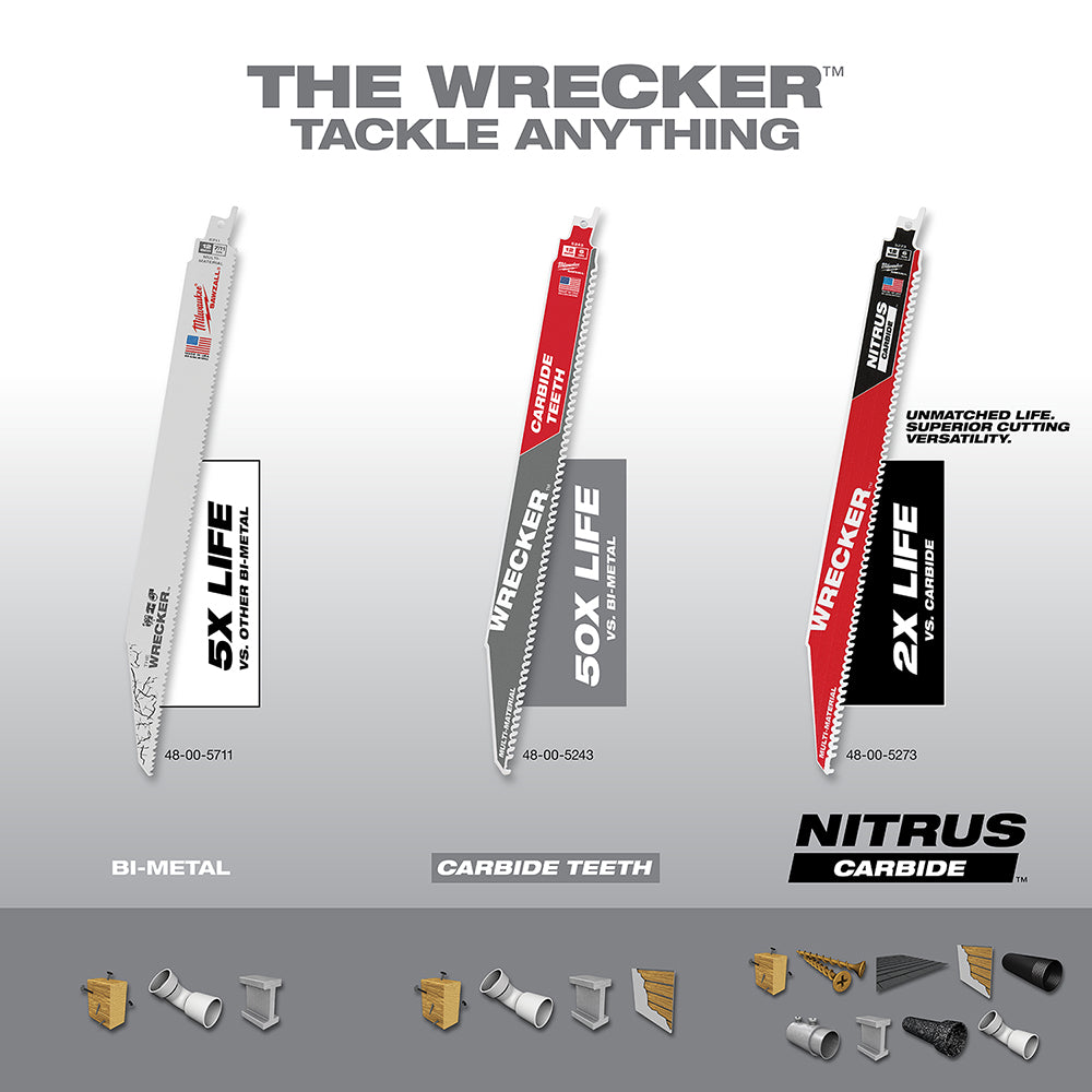 12" 6 TPI WRECKER™ with Carbide Teeth SAWZALL® Blade for Multi-Material (1 PK)