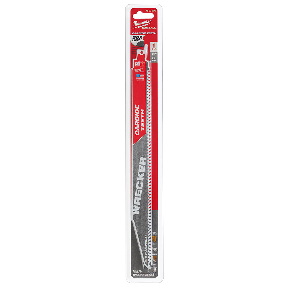 12" 6 TPI WRECKER™ with Carbide Teeth SAWZALL® Blade for Multi-Material (1 PK)