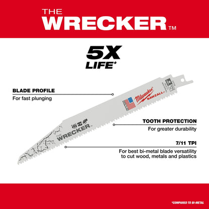 12" 7/11 TPI WRECKER™ SAWZALL® Blade for Multi-Material (5 PK)