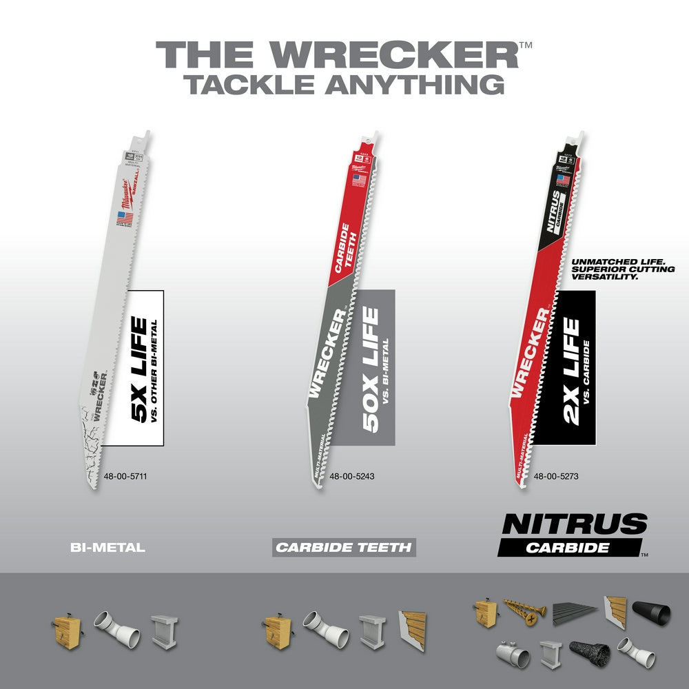 12" 7/11 TPI WRECKER™ SAWZALL® Blade for Multi-Material (5 PK)