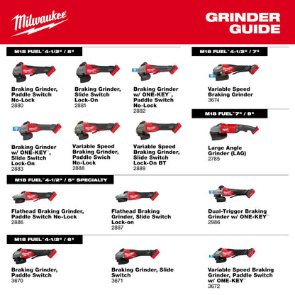 M18 FUEL™ 4-1/2"-6" Braking Grinder, Paddle Switch