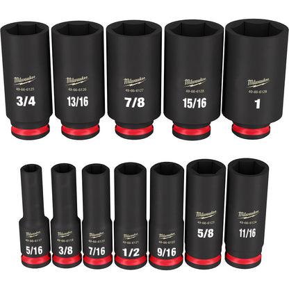 12PCSHOCKWAVE™ Impact Duty 3/8" Drive SAE Deep 6 Point Socket Set