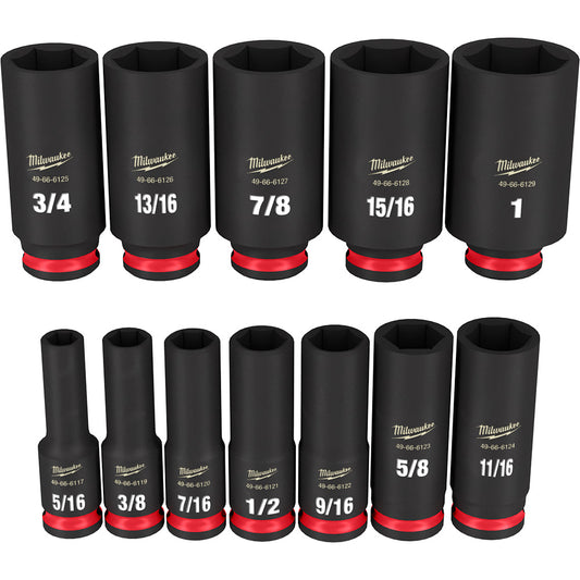 12PCSHOCKWAVE™ Impact Duty 3/8" Drive SAE Deep 6 Point Socket Set