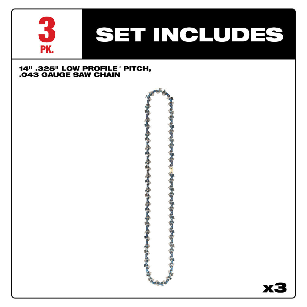14" .325" LOW PROFILE™ Pitch, .043" Gauge Saw Chain (3 PK)