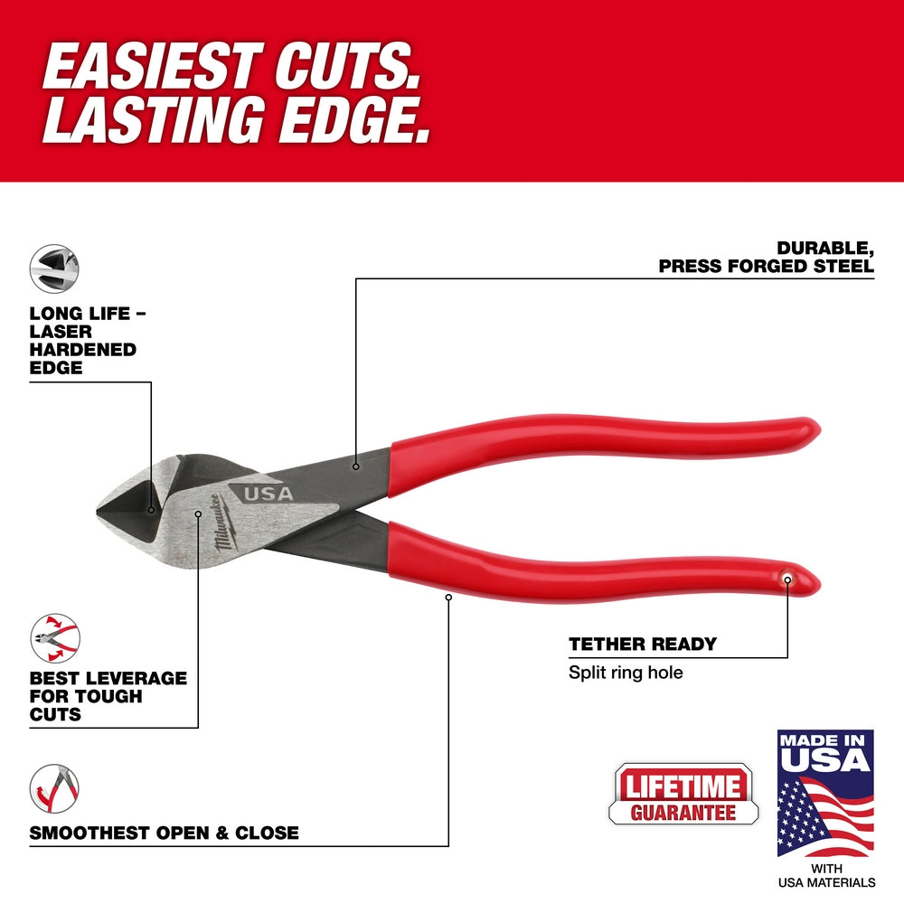 8" Diagonal Dipped Grip Cutting Pliers (USA)