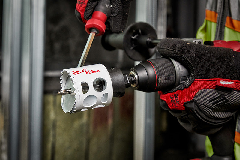 17PC HOLE DOZER™ Bi-Metal Hole Saw Kit in use