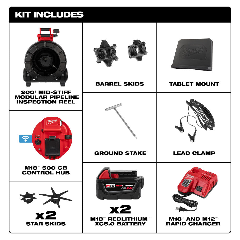 M18™ 200’ Mid-Stiff Modular Pipeline Inspection System