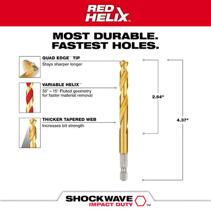 5/16" SHOCKWAVE™ Impact Duty RED HELIX™ Titanium Drill Bit