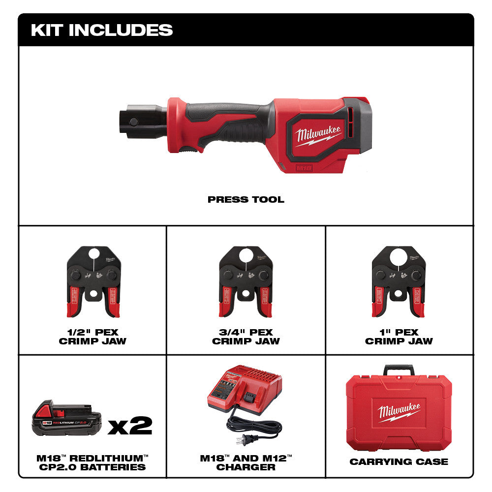 M18™ Short Throw Press Tool Kit w/ PEX Crimp Jaws