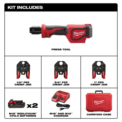 M18™ Short Throw Press Tool Kit w/ PEX Crimp Jaws