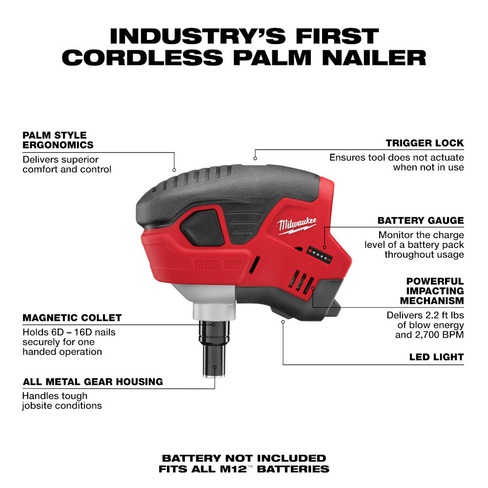 M12™ Cordless Lithium-Ion Palm Nailer