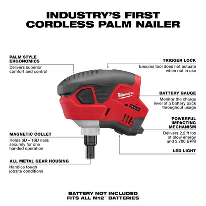 M12™ Cordless Lithium-Ion Palm Nailer