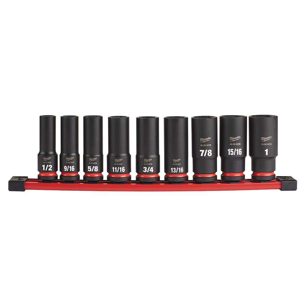 9PC SHOCKWAVE™ Impact Duty 1/2" Drive SAE Deep 6 Point Socket Set