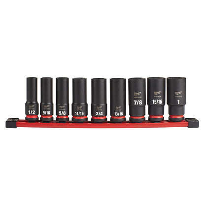 9PC SHOCKWAVE™ Impact Duty 1/2" Drive SAE Deep 6 Point Socket Set