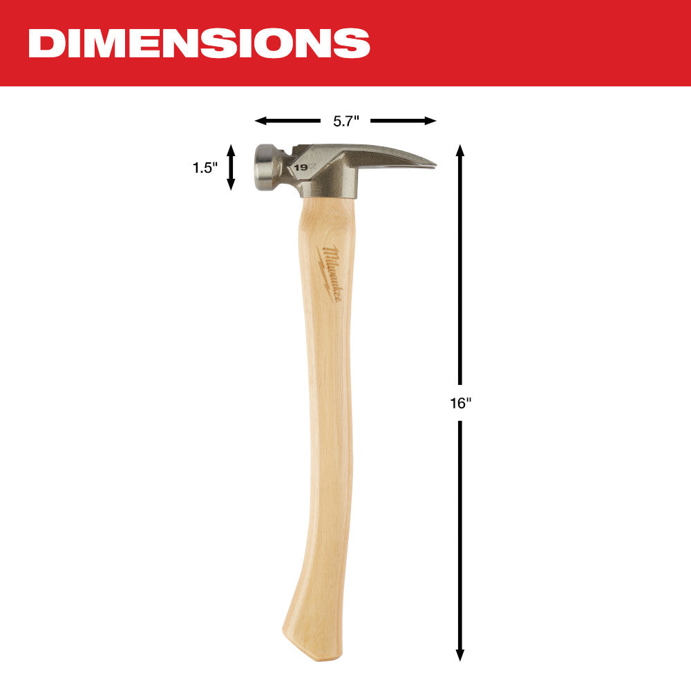 19oz Smooth Face Hickory Wood Framing Hammer