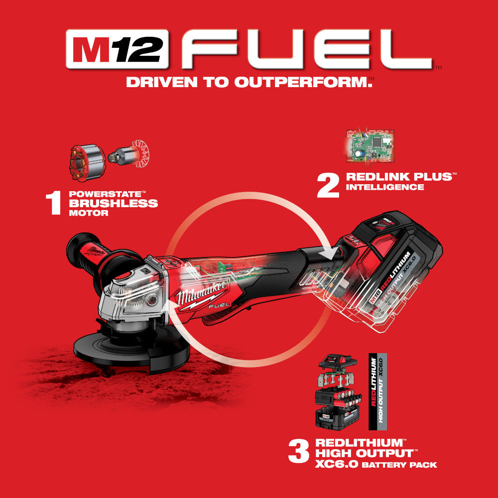 M18 FUEL™ 4-1/2" / 5" Variable Speed Braking Grinder, Paddle Switch No-Lock