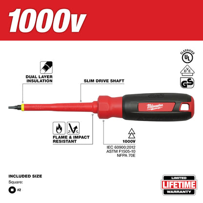 #2 Square - 4 in. 1000 V Insulated Screwdriver