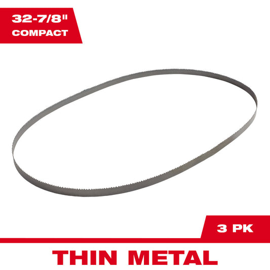 32-7/8" 18 TPI Compact Band Saw Blade for Thin Metal (3 PK)