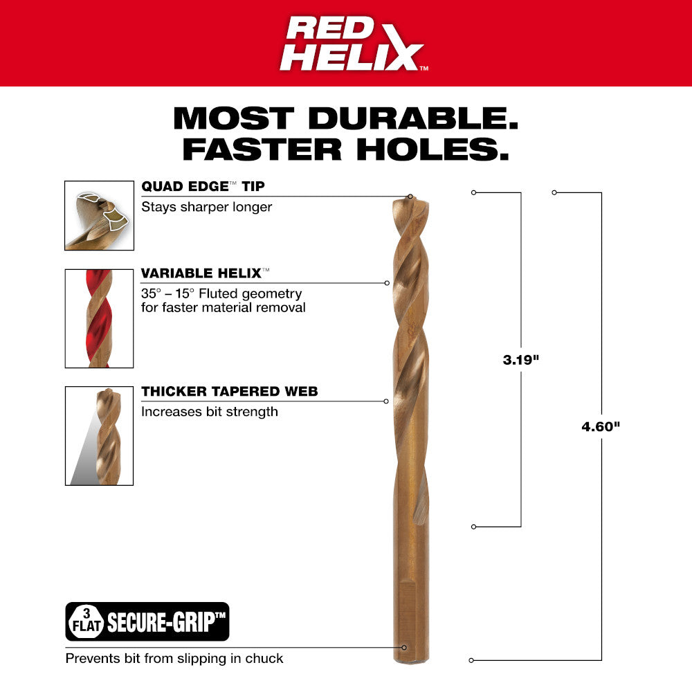 23/64 In. COBALT RED HELIX Drill Bit