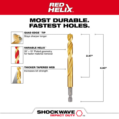 23/64" SHOCKWAVE™ Impact Duty RED HELIX™ Titanium Drill Bit