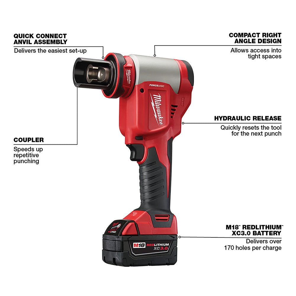 M18™ FORCE LOGIC™ 10-Ton Knockout Tool 1/2 in. to 2 in. Kit