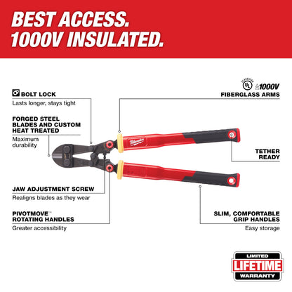 24 in. Fiberglass Bolt Cutters with PIVOTMOVE™ Rotating Handles