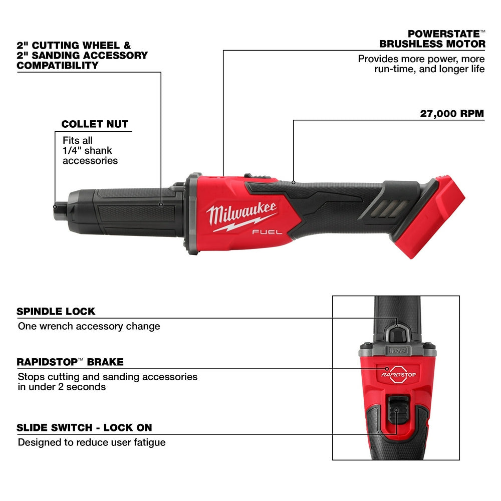 M18 FUEL™ Braking Die Grinder, Slide Switch